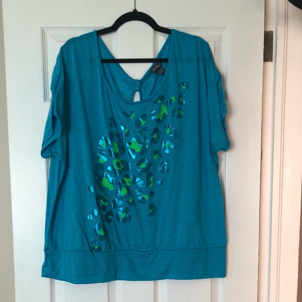 Dots - Blue Top w/ animal print and back opening